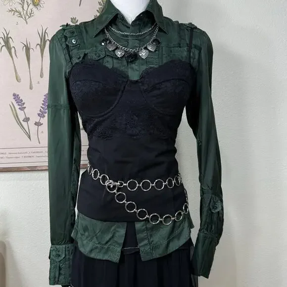 CAMI NYC Black Lace Bustier Cami Top NWT Whimsigoth Romantic Goth Rave Sexy M - Picture 2 of 8